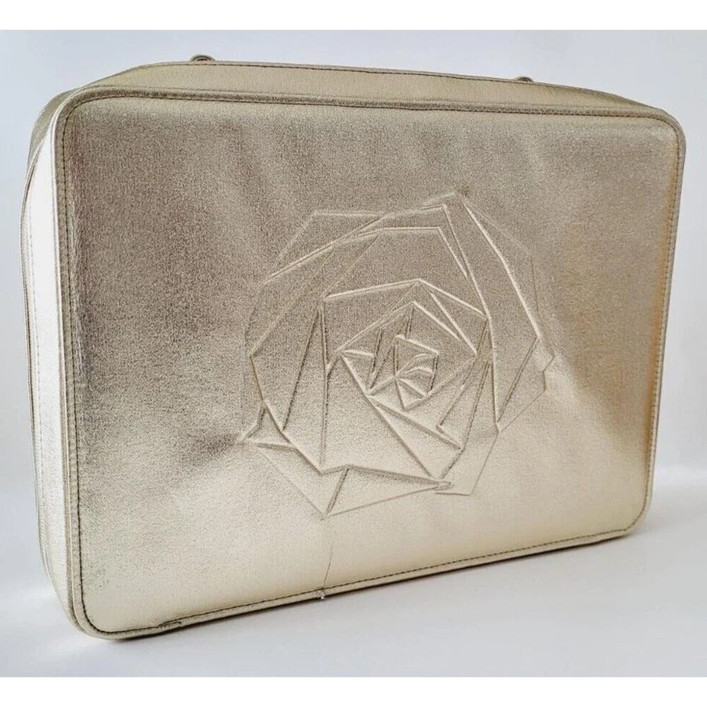 LANCOME Gold Rose Large Makeup Bag Case Great For Makeup Skincare Travel NEW!!!